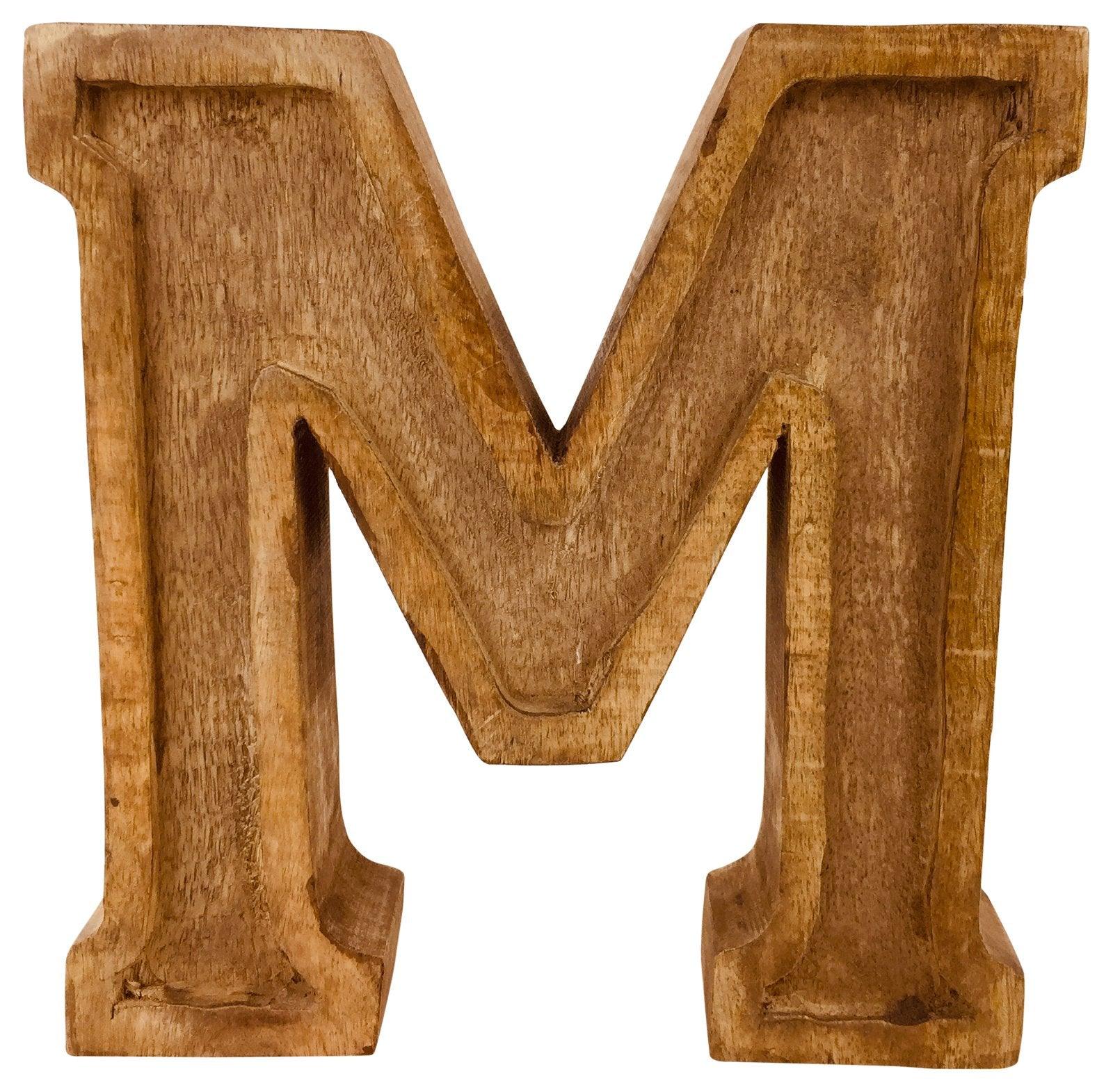 Hand Carved Wooden Embossed Letter M-Single Letters