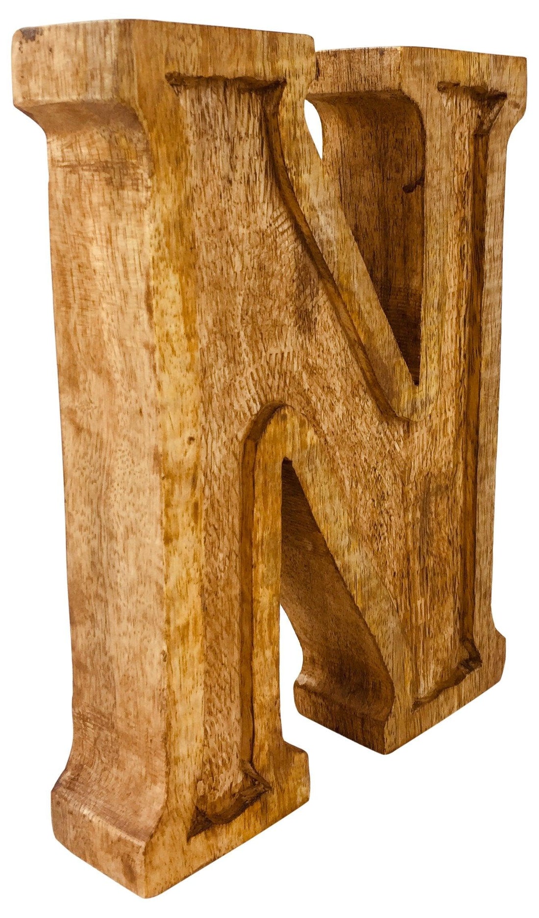 Hand Carved Wooden Embossed Letter N - £18.99 - Single Letters 