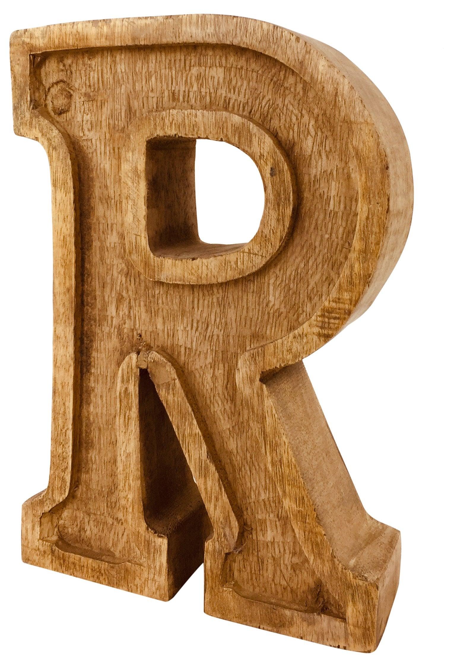 Hand Carved Wooden Embossed Letter R - £18.99 - Single Letters 