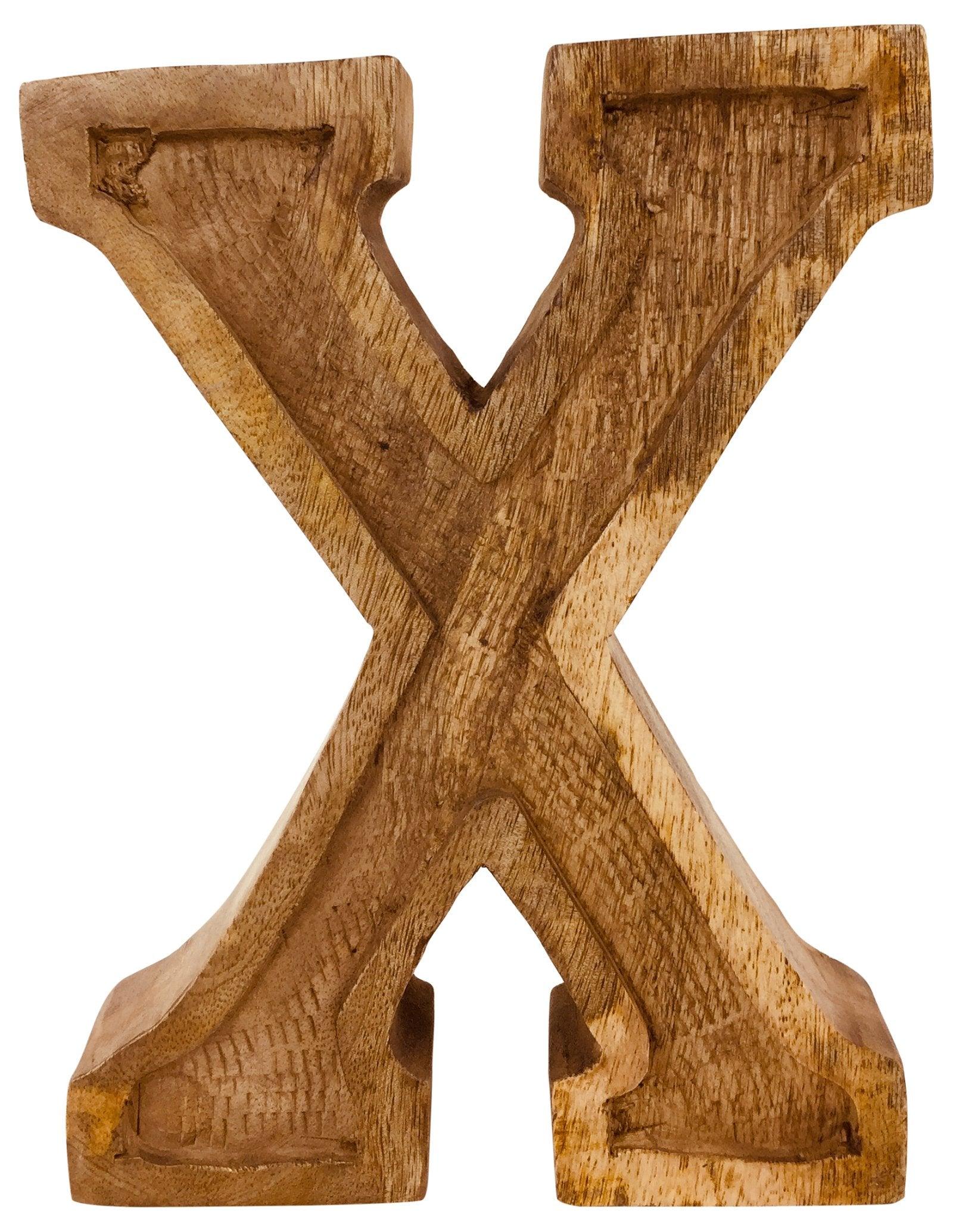 Hand Carved Wooden Embossed Letter X-Single Letters