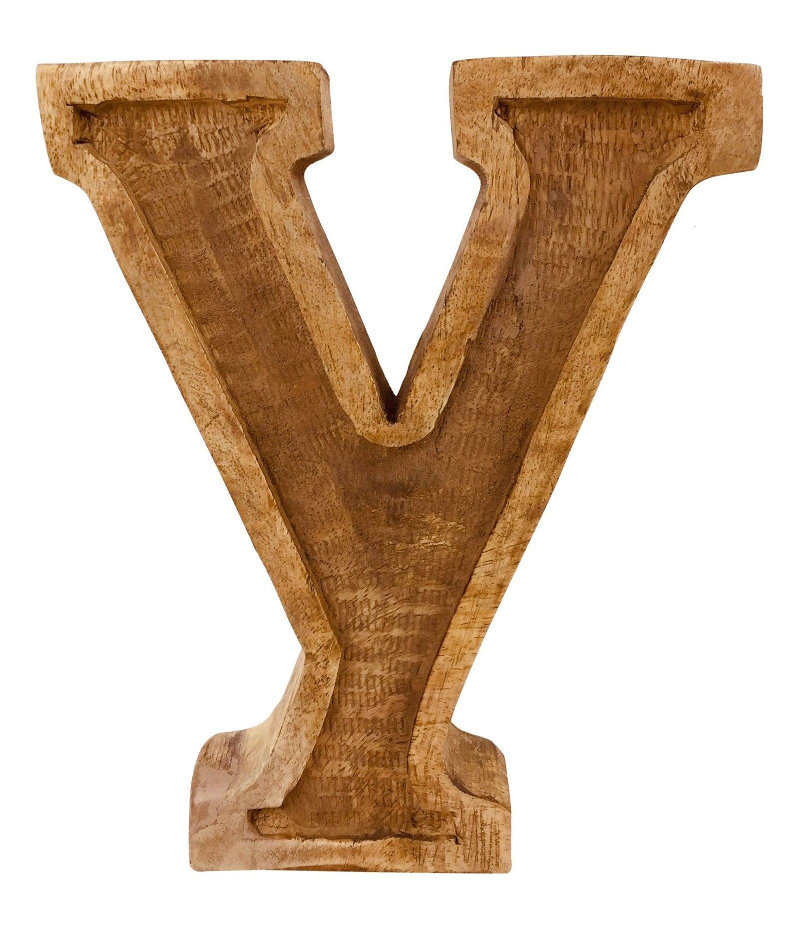 Hand Carved Wooden Embossed Letter Y-Single Letters