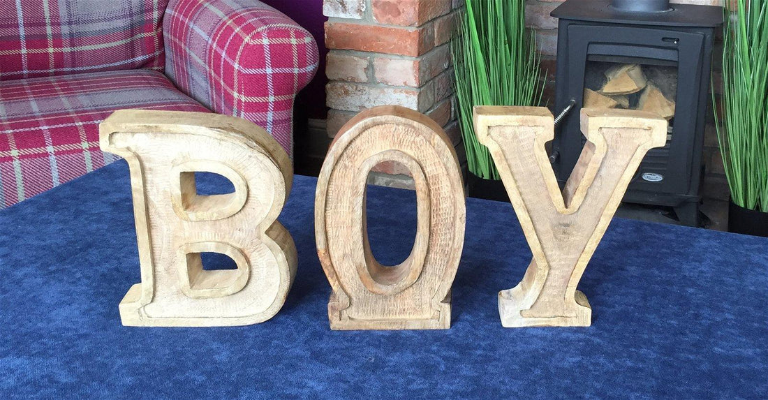Hand Carved Wooden Embossed Letters Boy - £44.99 - Words - All Designs 