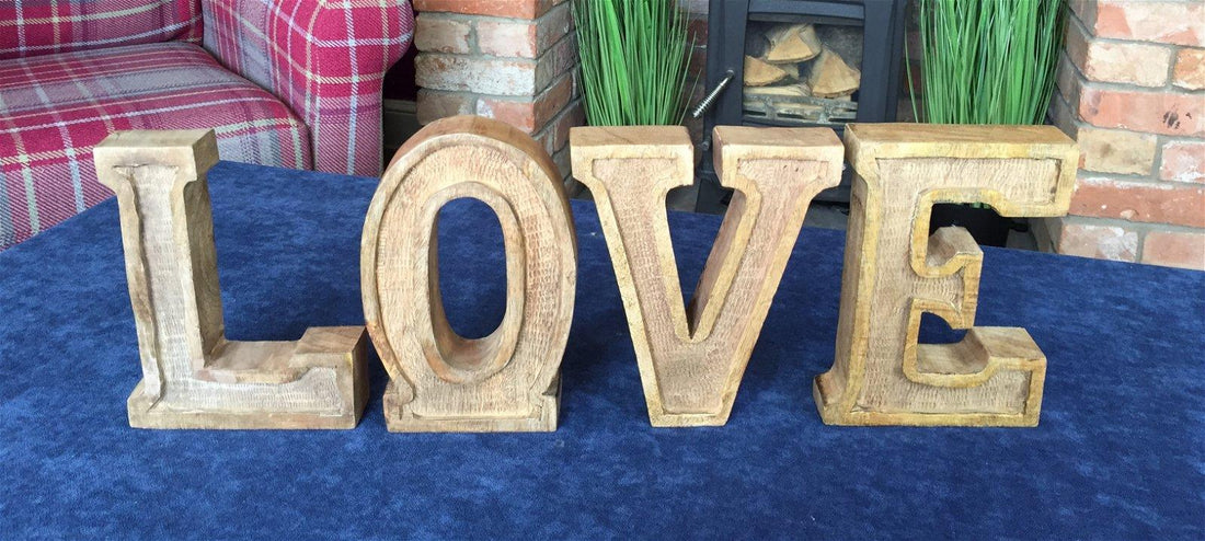Hand Carved Wooden Embossed Letters Love - £56.99 - Words - All Designs 