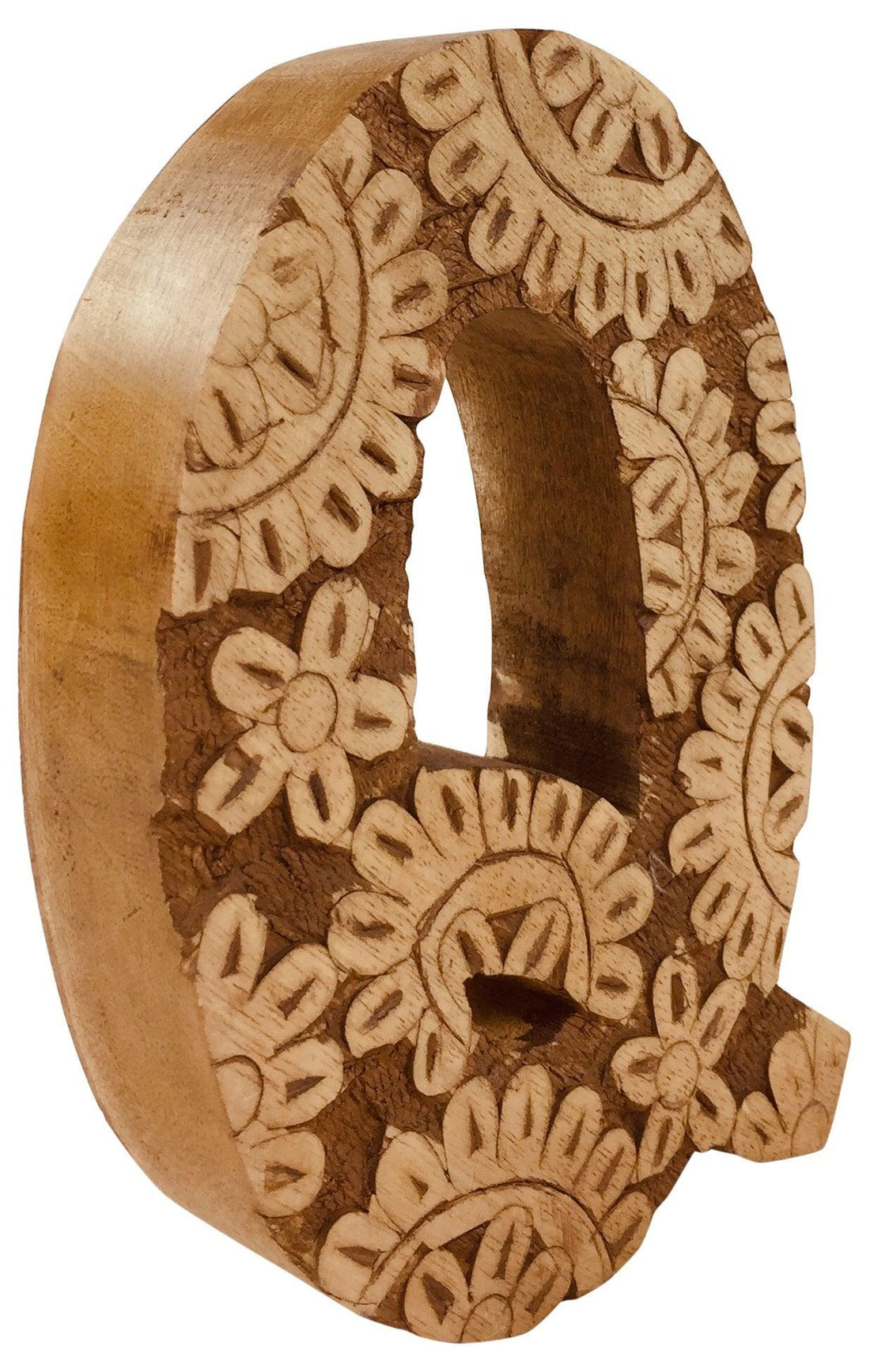 Hand Carved Wooden Flower Letter Q - £12.99 - Single Letters 
