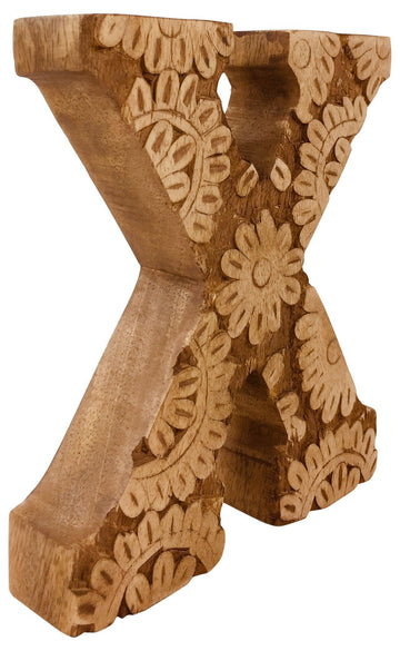 Hand Carved Wooden Flower Letter X - £12.99 - Single Letters 