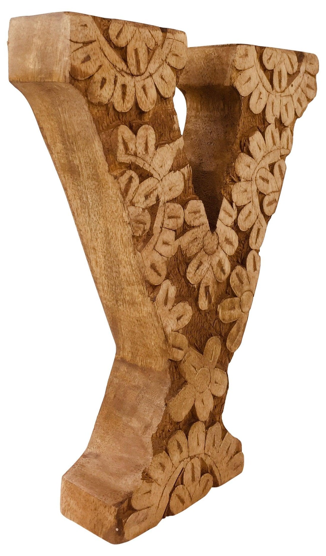Hand Carved Wooden Flower Letter Y - £12.99 - Single Letters 
