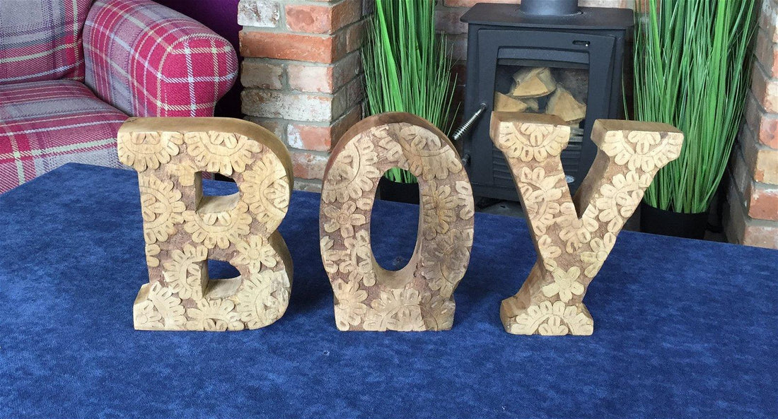 Hand Carved Wooden Flower Letters Boy - £20.99 - Words - All Designs 
