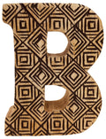 Hand Carved Wooden Geometric Letter B-Single Letters