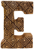Hand Carved Wooden Geometric Letter E-Single Letters
