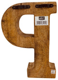Hand Carved Wooden Geometric Letter P-Single Letters