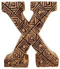 Hand Carved Wooden Geometric Letter X-Single Letters