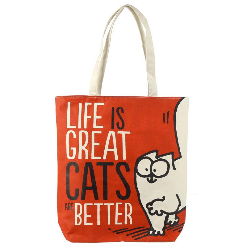 Handy Cotton Zip Up Shopping Bag - Simon's Cat Life is Great - £8.99 - 