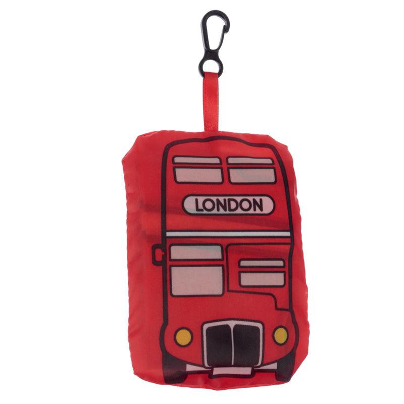 Handy Fold Up London Bus Shopping Bag with Holder-
