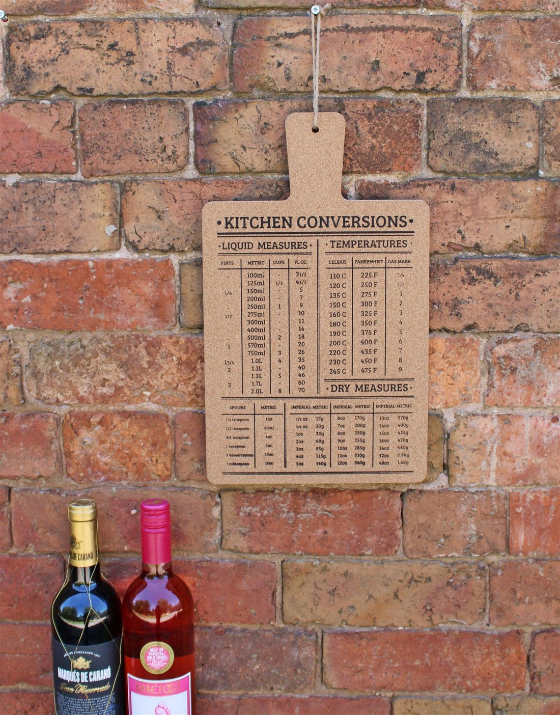 Hanging Cork Board Featuring Kitchen Conversions Chart - £15.99 - Decorative Kitchen Items 