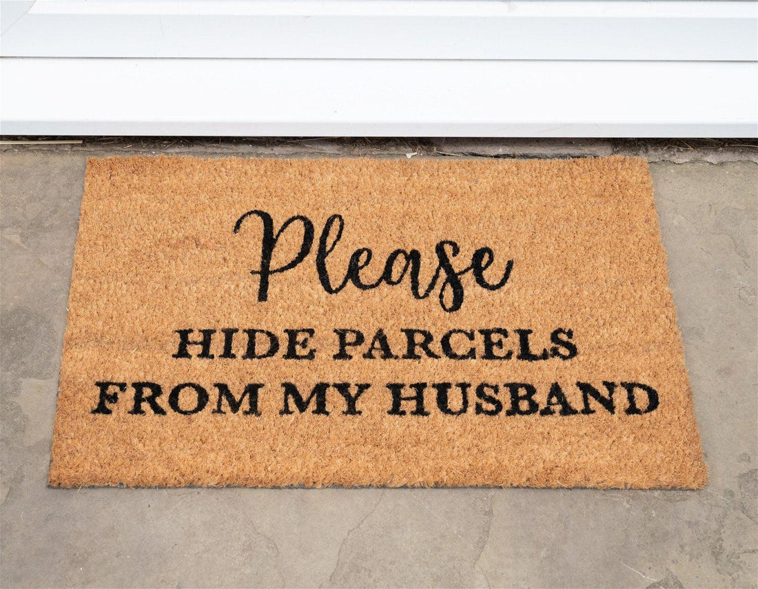Hide Parcels from Husband Coir Doormat - £22.99 - Doormats 