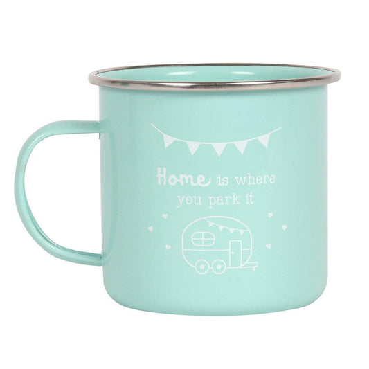 Home is Where You Park it Mint Enamel Style Mug - £9.0 - Mugs Cups 