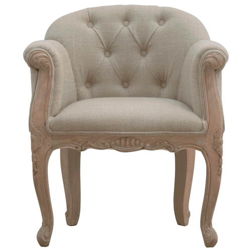 French Style Deep Button Chair | Linen