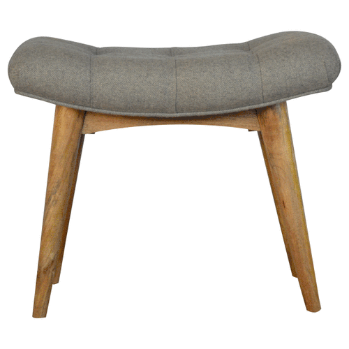 Curved Grey Tweed Bench | Oak-Ish