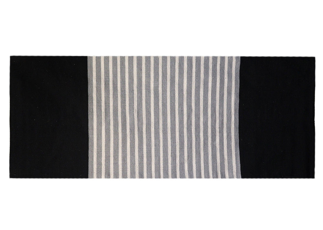 Indian Cotton Rug - 70x170cm - Black / Grey - £45.0 - Rugs 