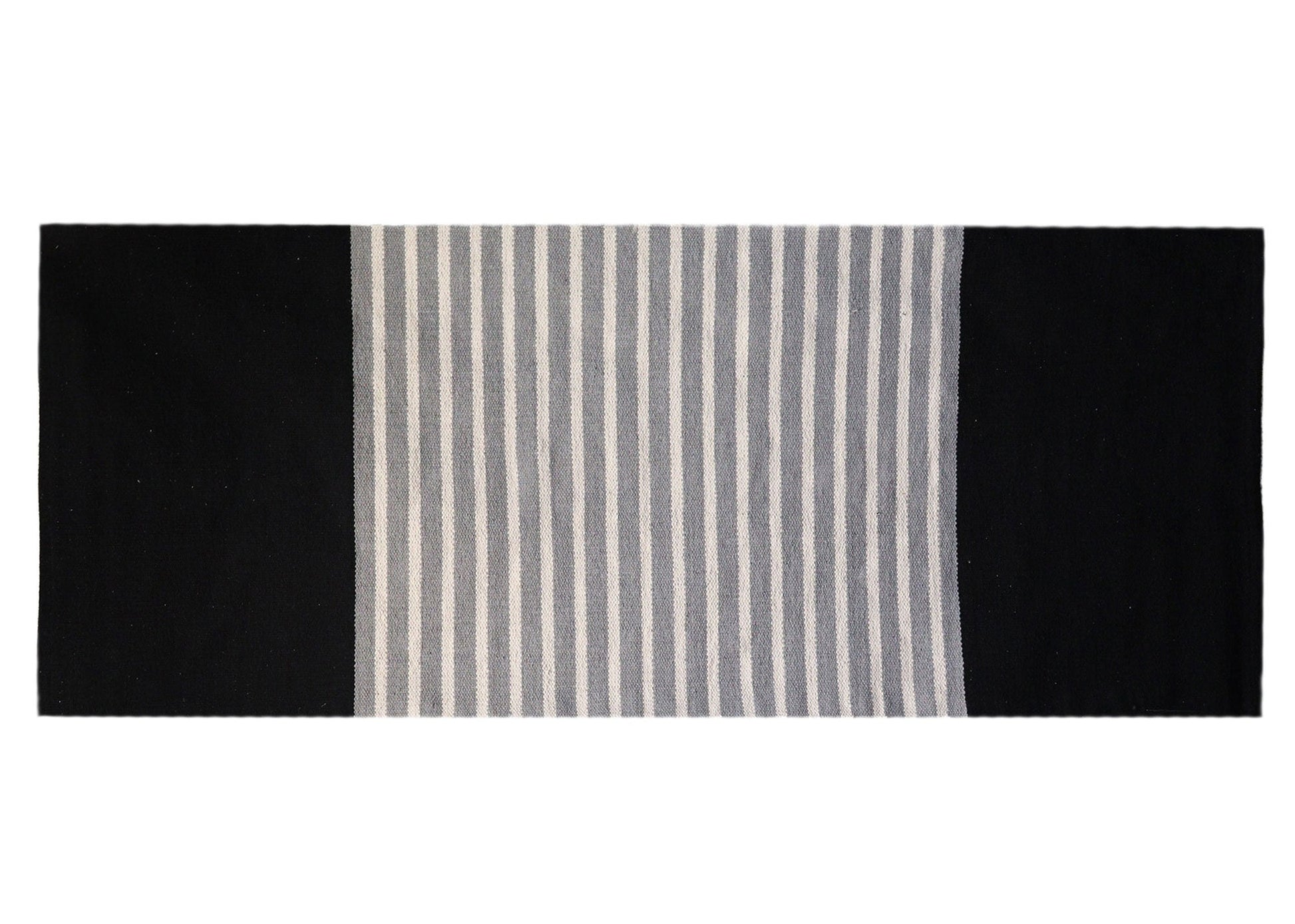 Indian Cotton Rug - 70x170cm - Black / Grey-Rugs