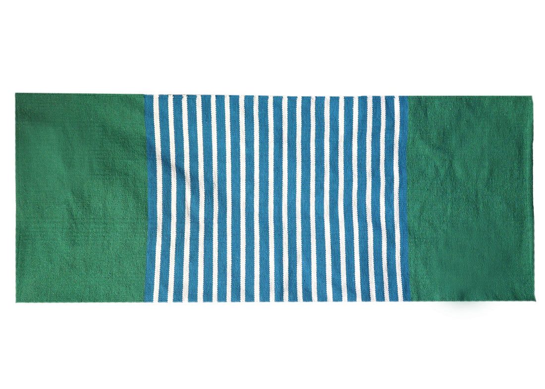 Indian Cotton Rug - 70x170cm - Blue/ Green - £45.0 - Rugs 