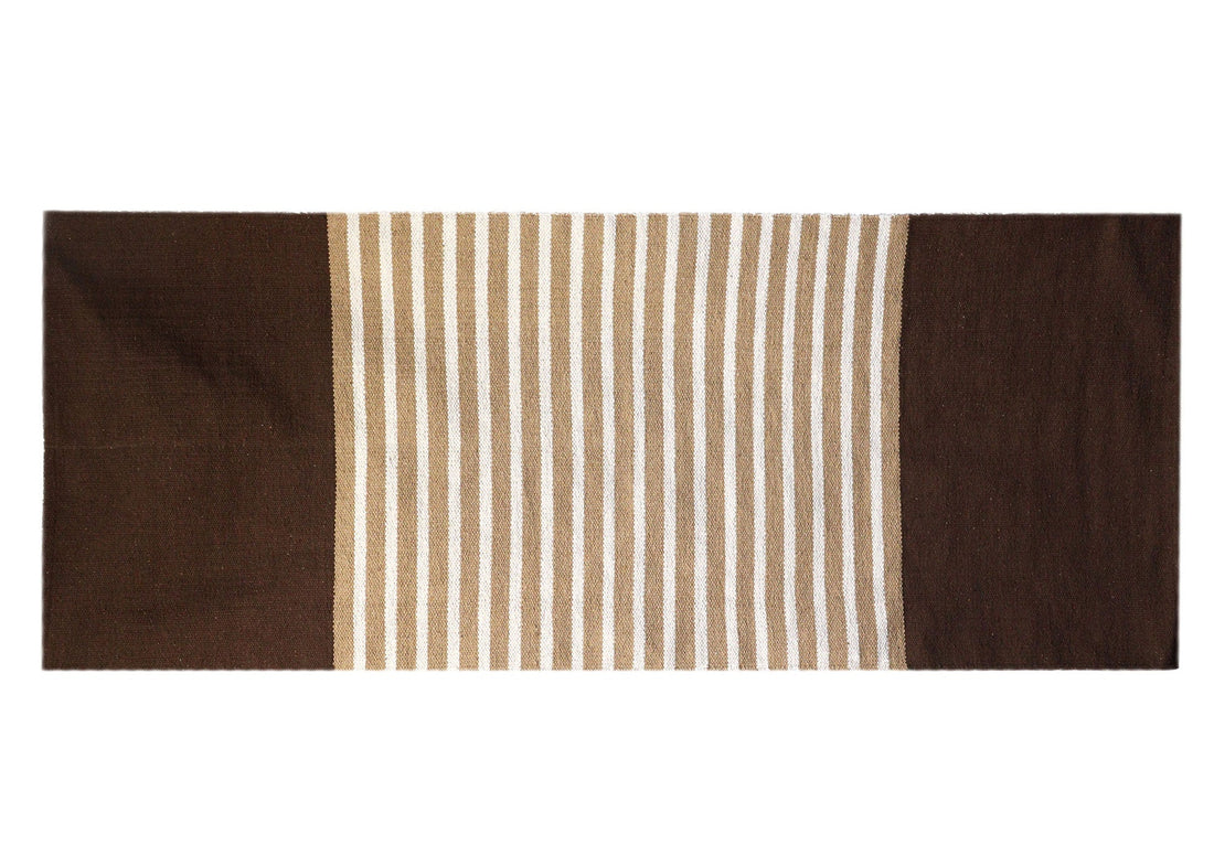 Indian Cotton Rug - 70x170cm - Dark Brown / Beige - £45.0 - Rugs 