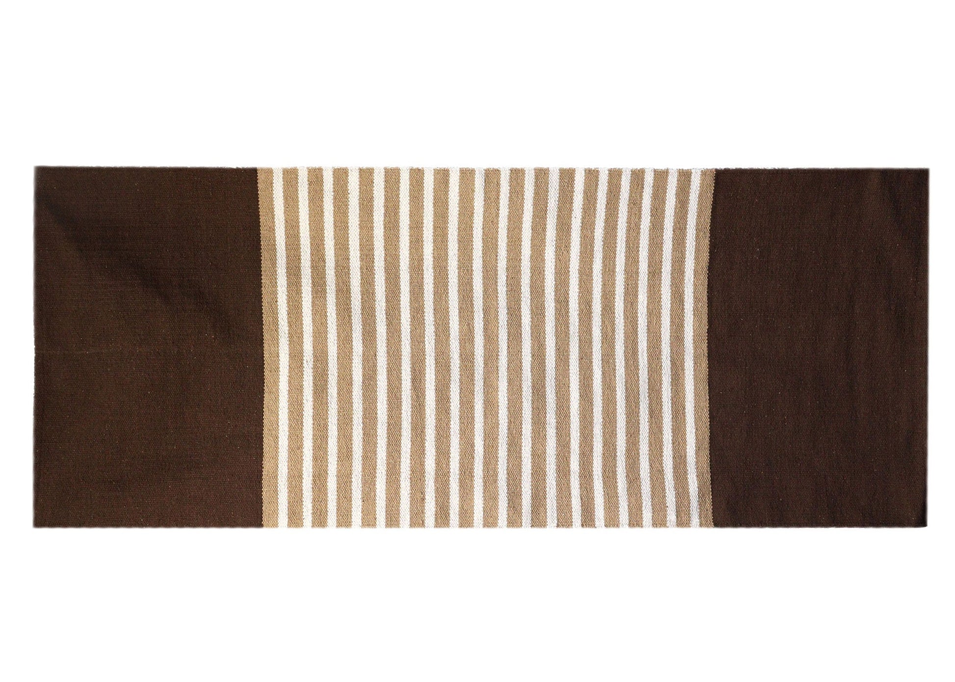 Indian Cotton Rug - 70x170cm - Dark Brown / Beige-Rugs