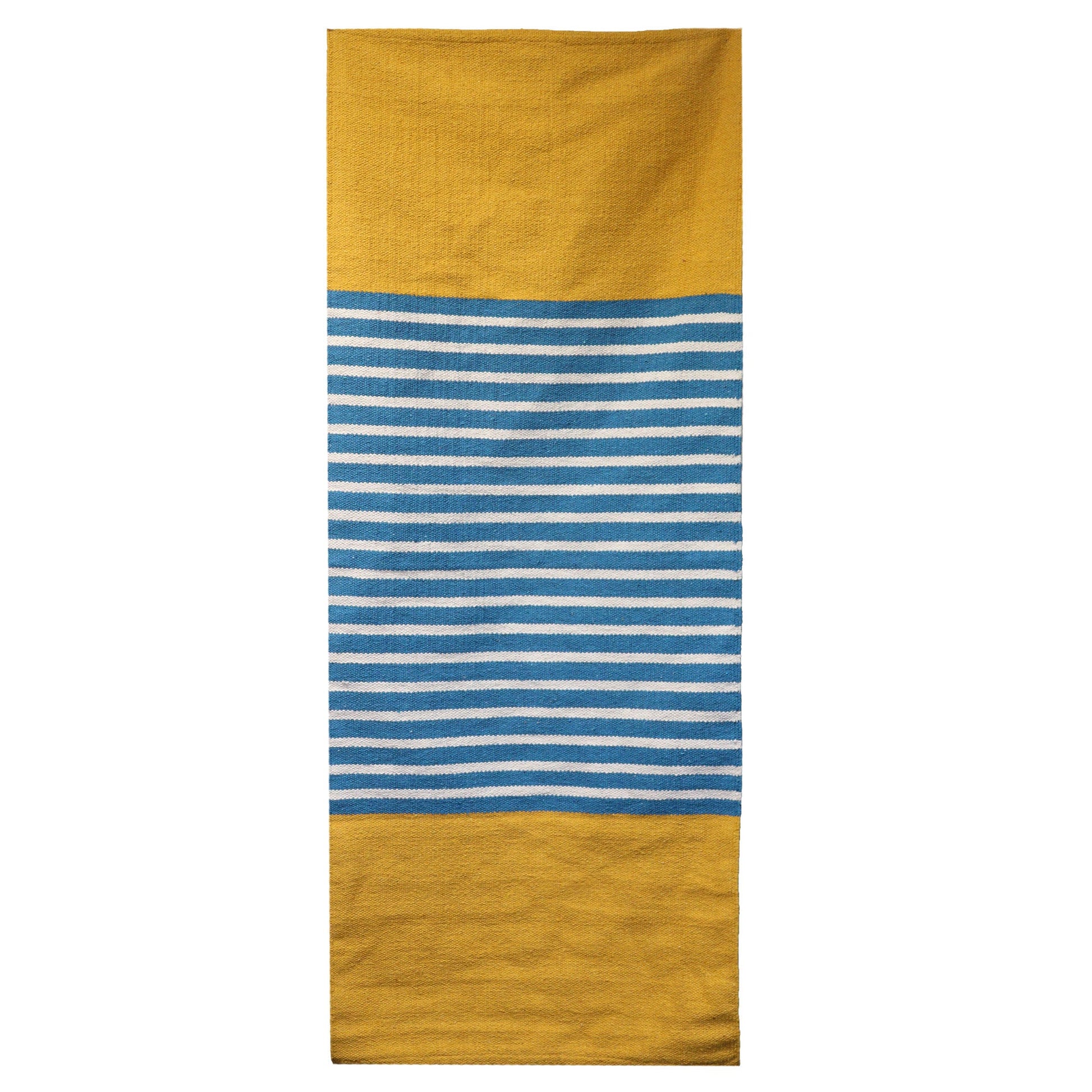 Indian Cotton Rug - 70x170cm - Yellow/ Blue-Rugs