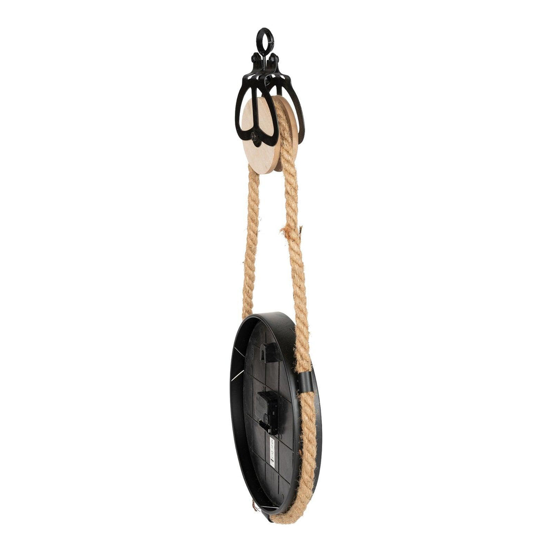Industrial Hanging Rope Round Black Metal Clock - £49.99 - Wall Hanging Clocks 