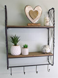 Industrial Style Wall Shelving Unit With Coat Hooks-Wall Hanging Shelving
