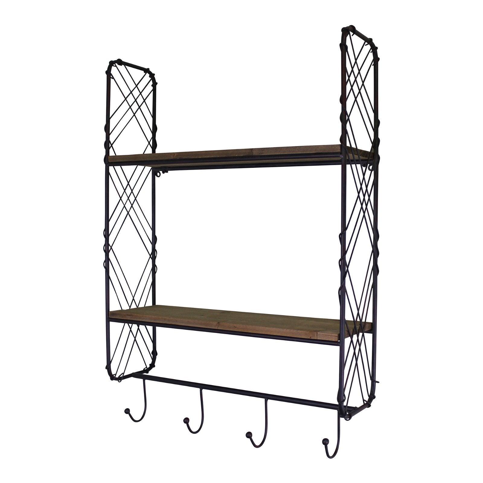 Industrial Style Wall Shelving Unit With Coat Hooks - £38.99 - Wall Hanging Shelving 