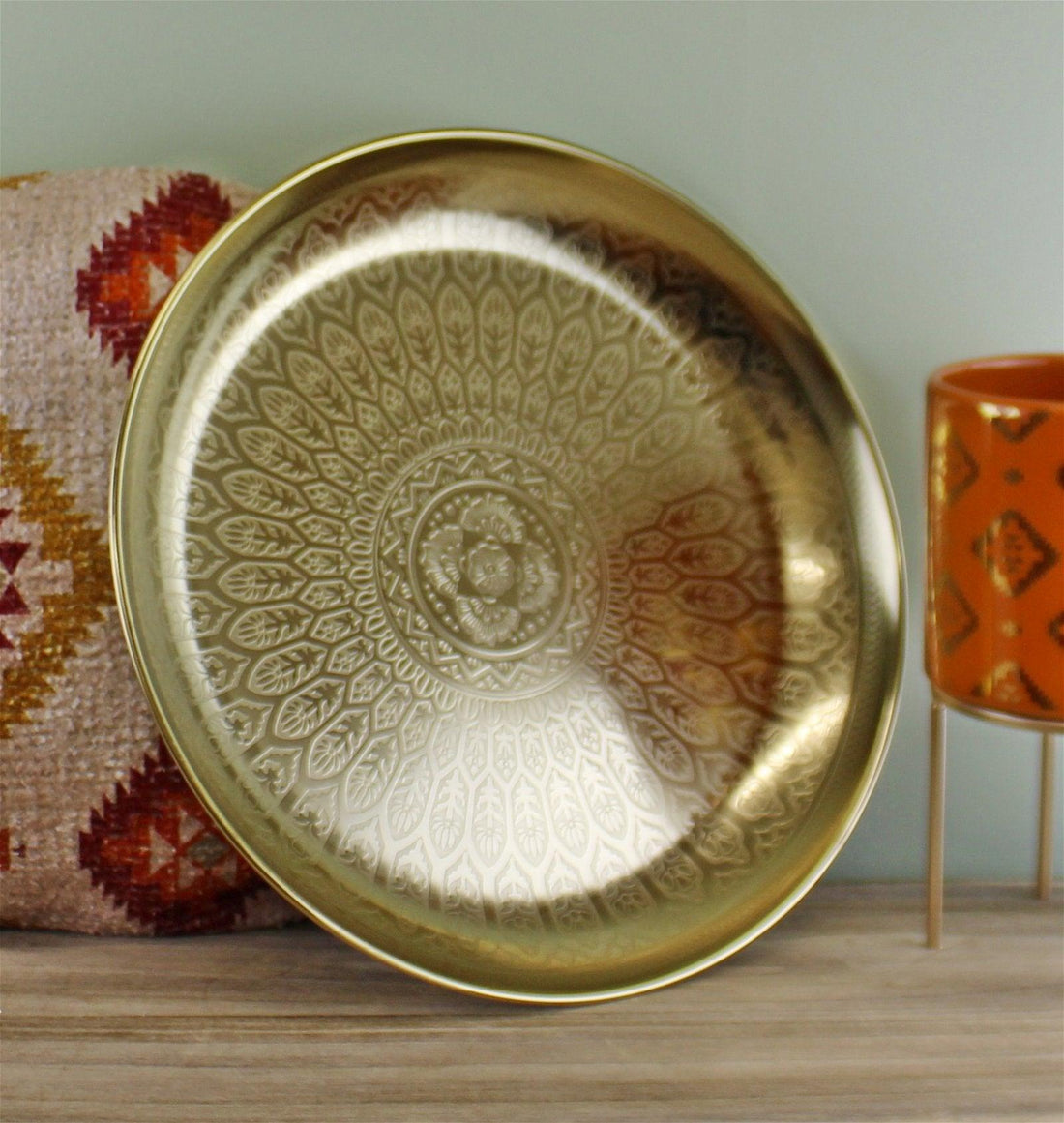 Kasbah Design Decorative Gold Metal Tray - £22.99 - Bowls & Plates 