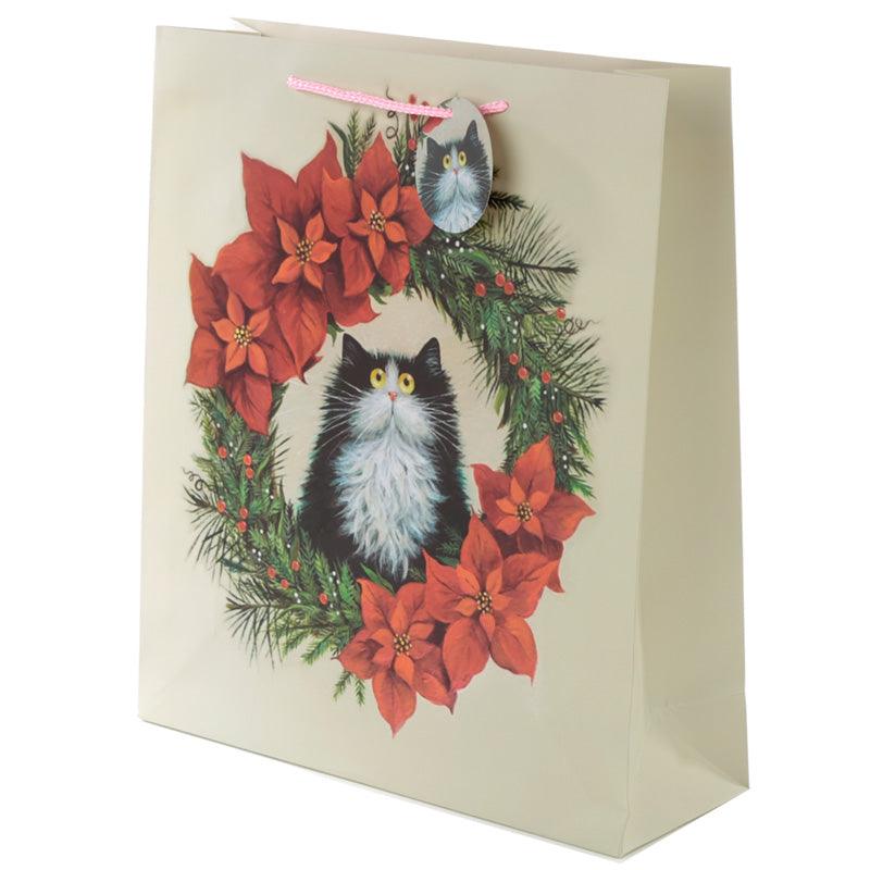 Kim Haskins Cat Christmas Wreath Extra Large Gift Bag - £5.0 - 