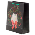 Kim Haskins Cat Christmas Wreath Large Gift Bag-