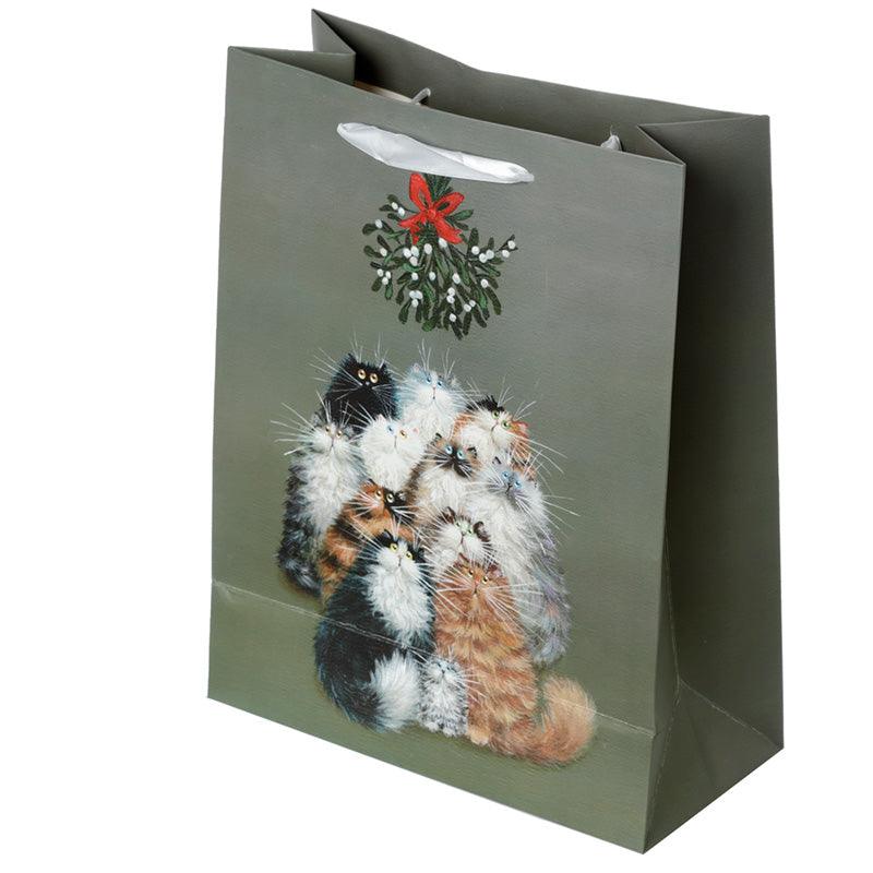Kim Haskins Cats Christmas Mistletoe Large Gift Bag-