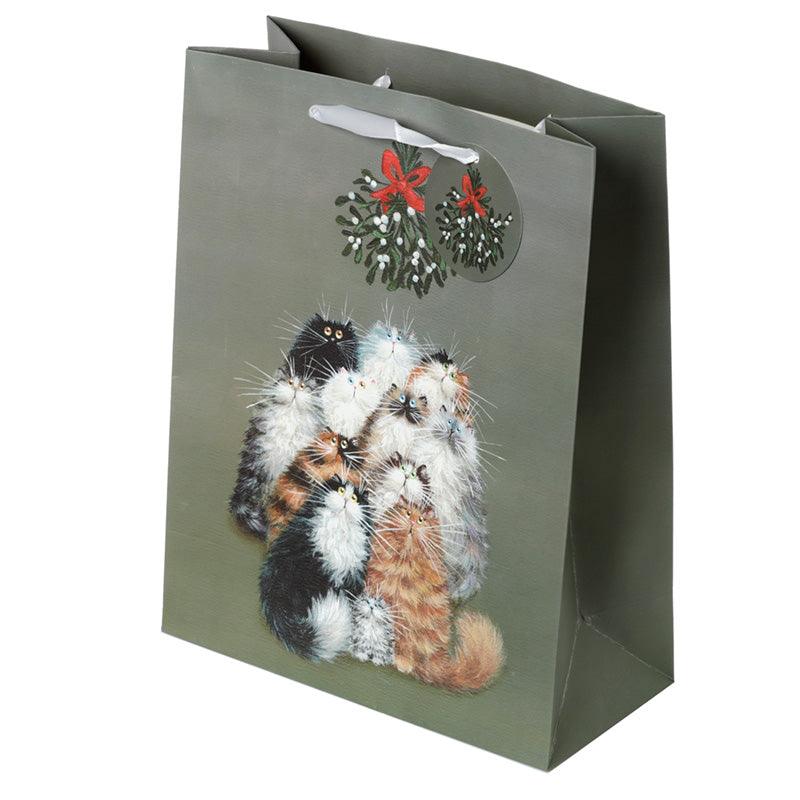 Kim Haskins Cats Christmas Mistletoe Large Gift Bag - £5.0 - 
