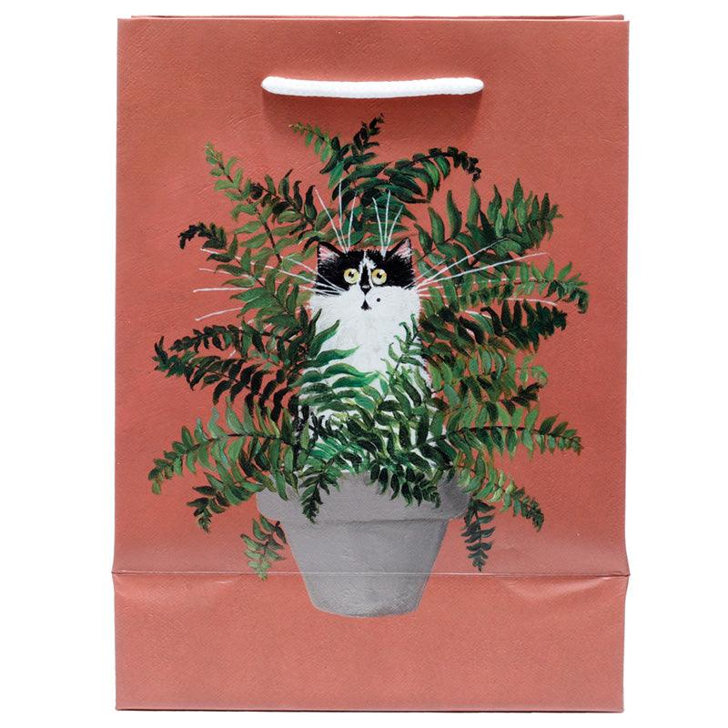 Kim Haskins Floral Cat in Fern Red Gift Bag - Medium - £5.0 - 