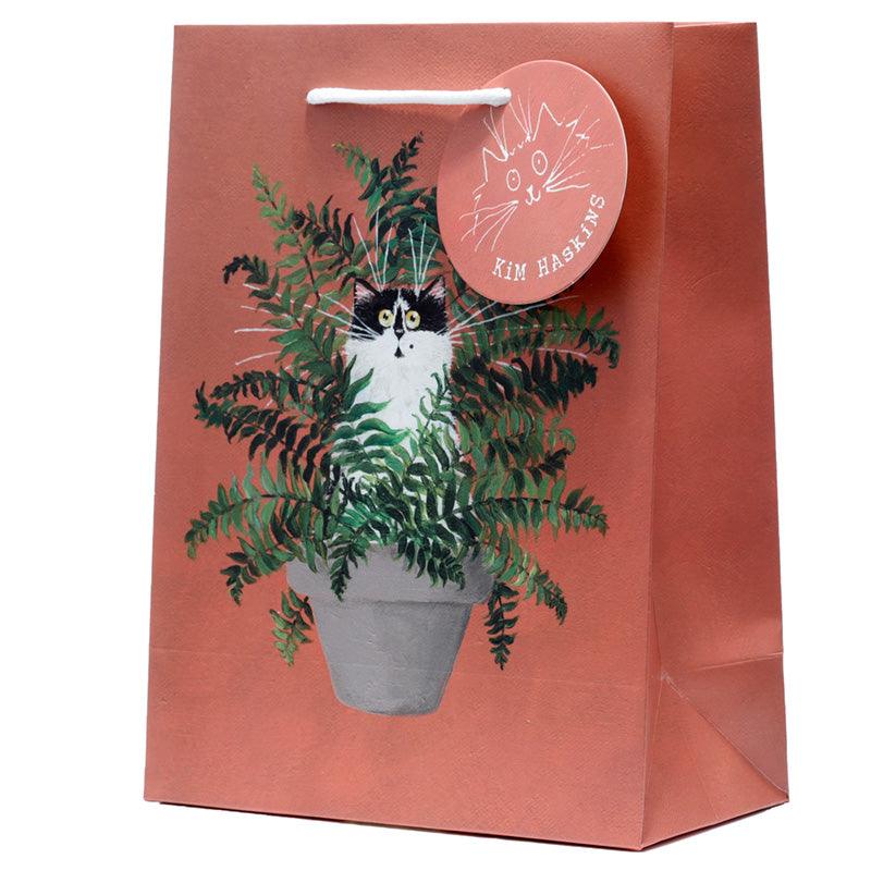 Kim Haskins Floral Cat in Fern Red Gift Bag - Medium - £5.0 - 