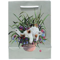 Kim Haskins Floral Cat in Plant Pot Green Gift Bag - Medium-