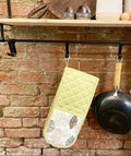 Kitchen Double Oven Glove With Contemporary Green Leaf Print Design-Decorative Kitchen Items