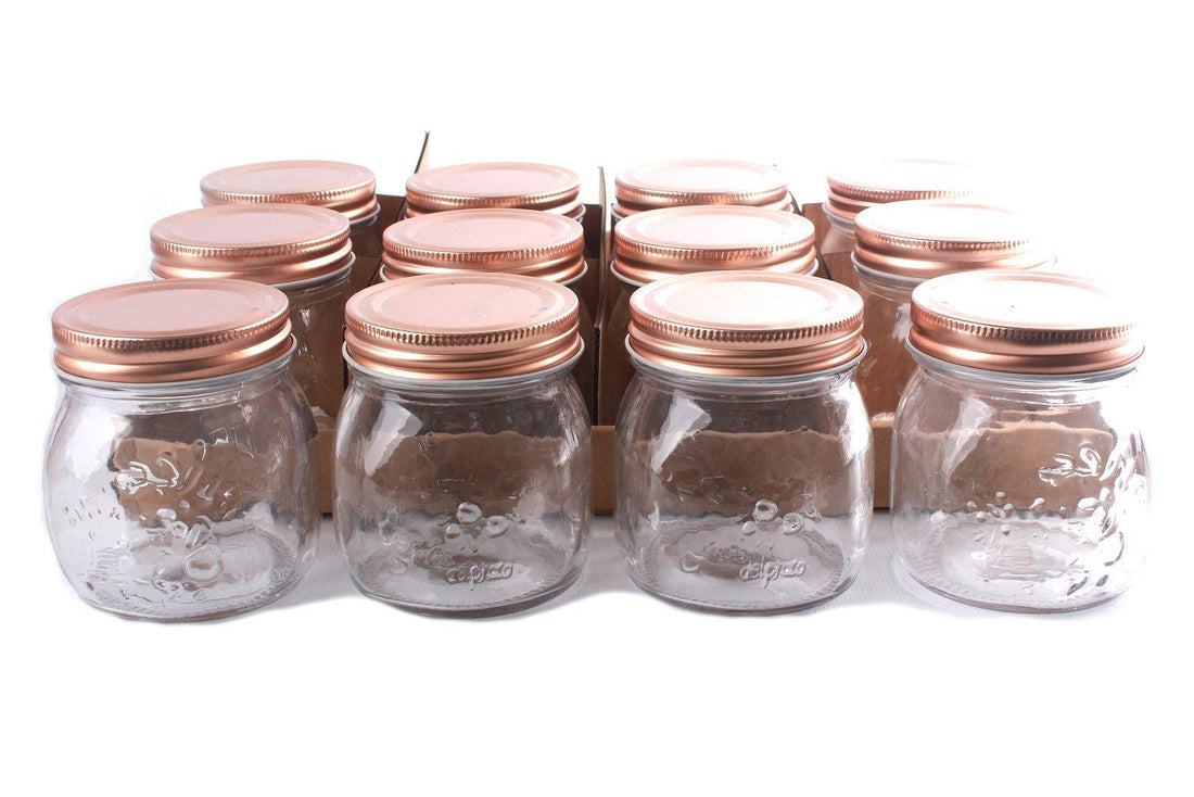 Kitchen Glass Embossed Storage Jar With Copper Screw Lid - Large - £9.99 - Kitchen Storage 