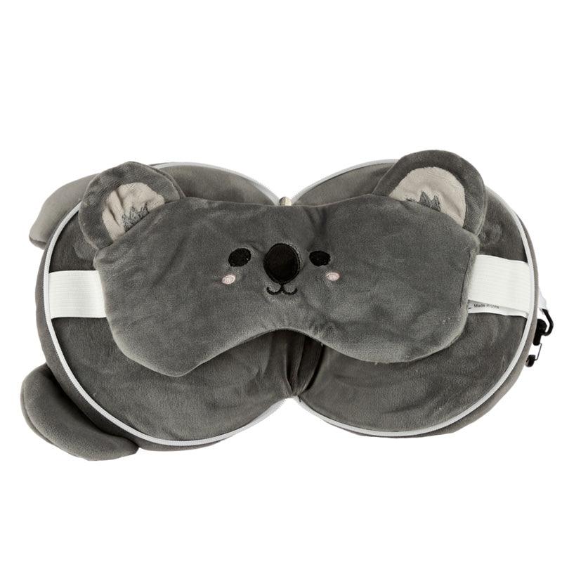 Koala Relaxeazzz Plush Round Travel Pillow & Eye Mask Set-Travel Pillow Eye Mask Set