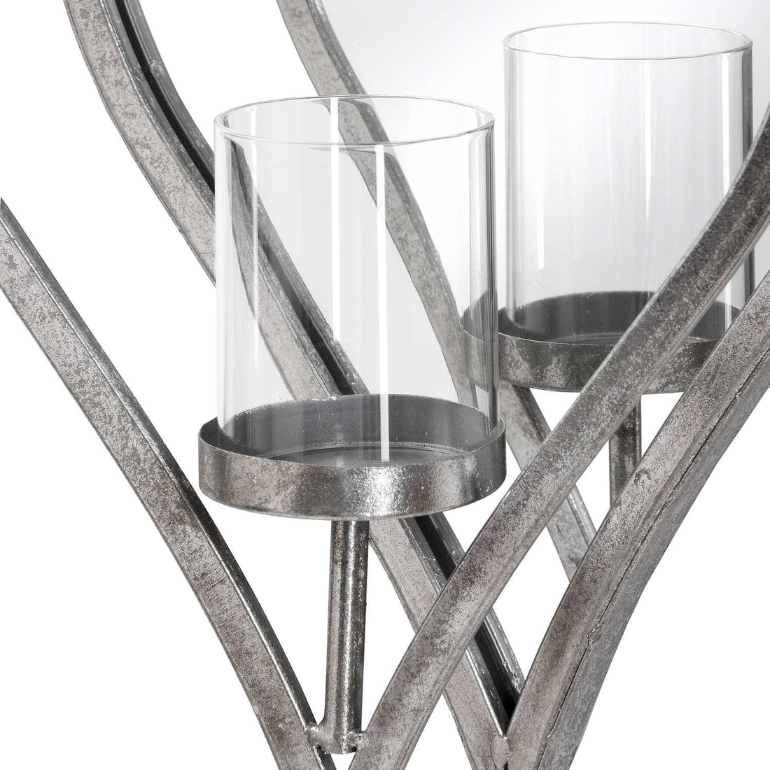 Large Antique Silver Mirrored Heart Candle Holder - £59.95 - Gifts & Accessories > Candle Holders > Candle Holders 