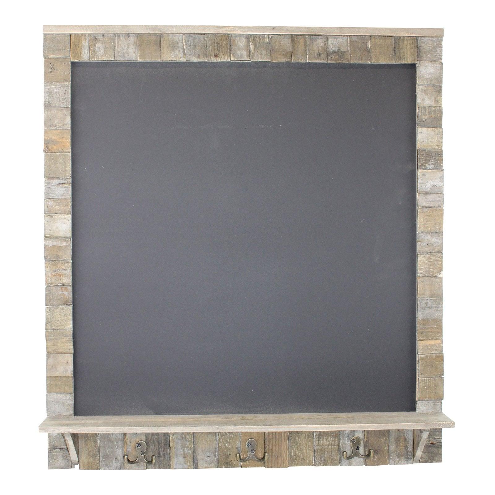 Large Blackboard with Driftwod Effect Surround, Shelf and 3 Double Hooks-Blackboards, Memo Boards & Calendars