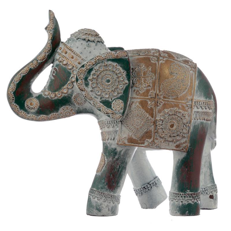 Large Decorative Turquoise and Gold Elephant-