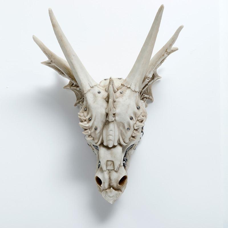 Large Dragon Skull Decoration with Metallic Detail-