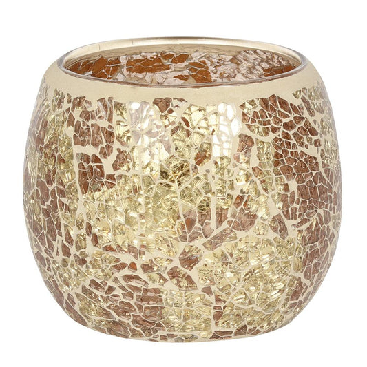 Large Gold Crackle Glass Candle Holder - £10.99 - Candle Holders 