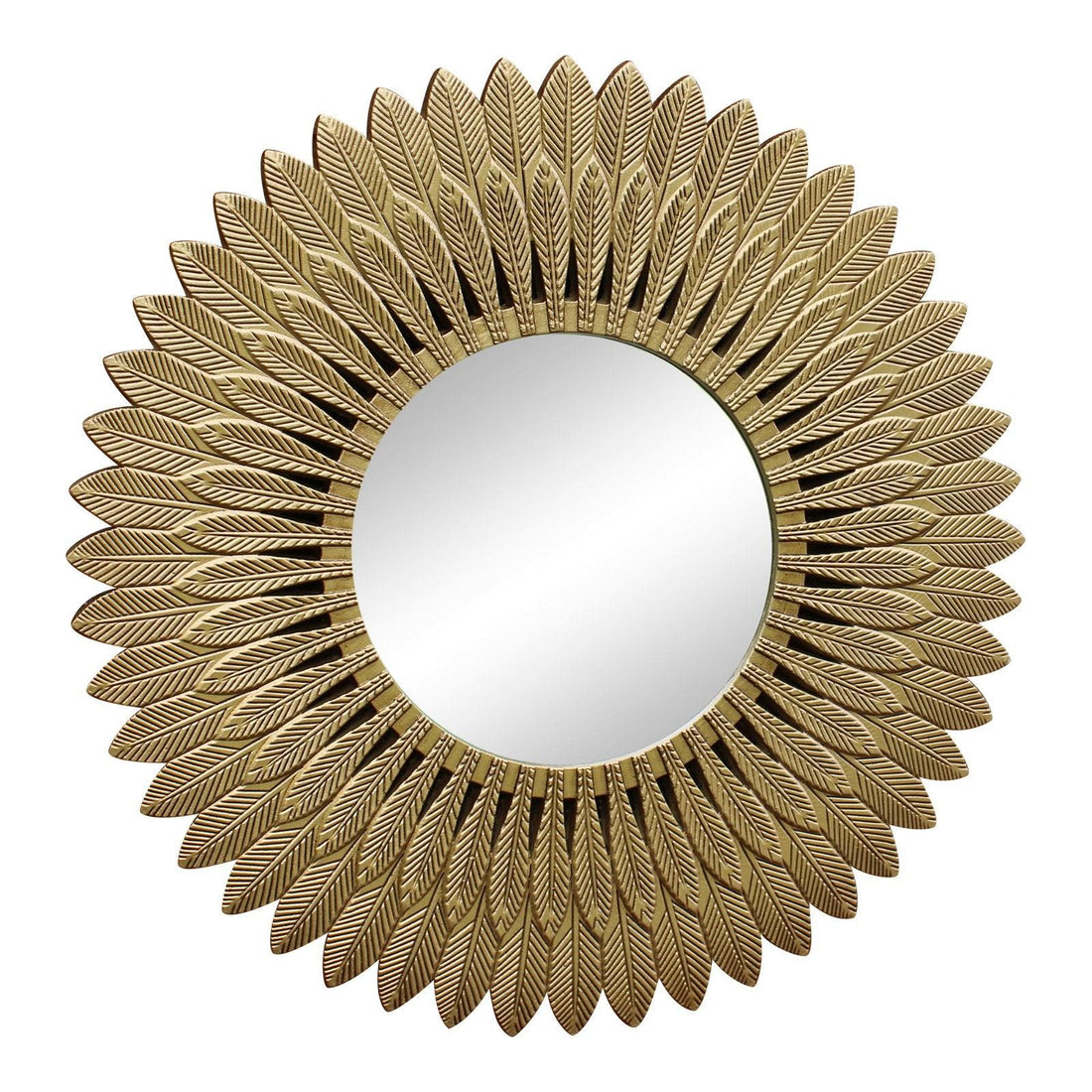 Large Gold Feather Design Mirror - £52.99 - Mirrors 
