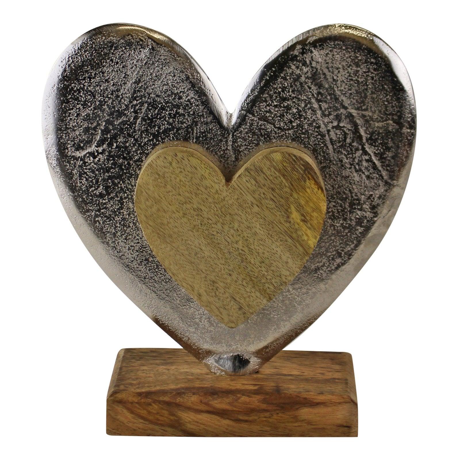 Large Metal and Wood Standing Heart Decoration-Ornaments