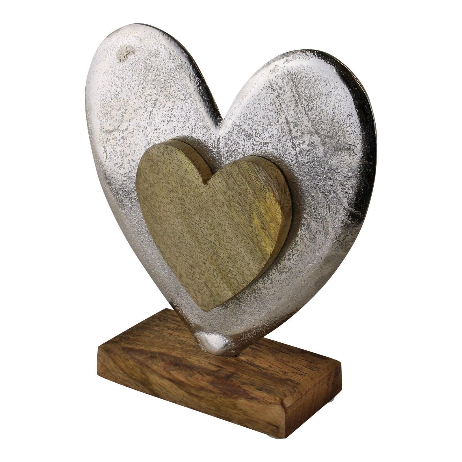 Large Metal and Wood Standing Heart Decoration - £22.99 - Ornaments 